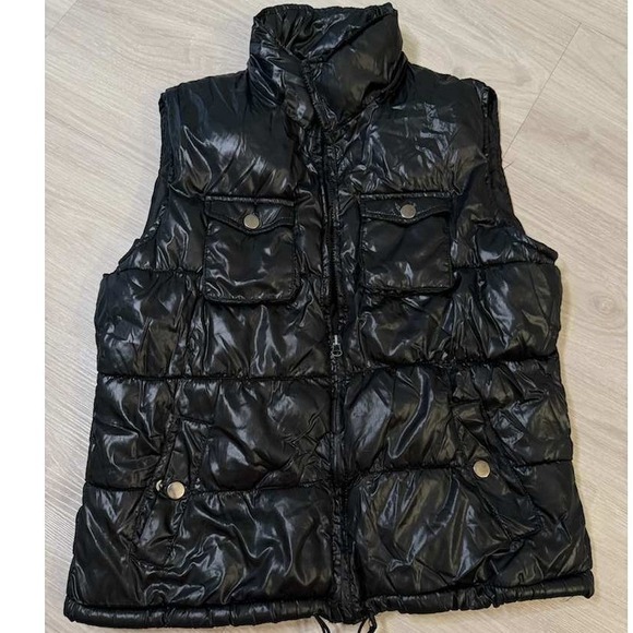 Faded Glory Jackets & Blazers - Faded Glory Black Puffer Vest Quilted Zip Front Pockets Size L